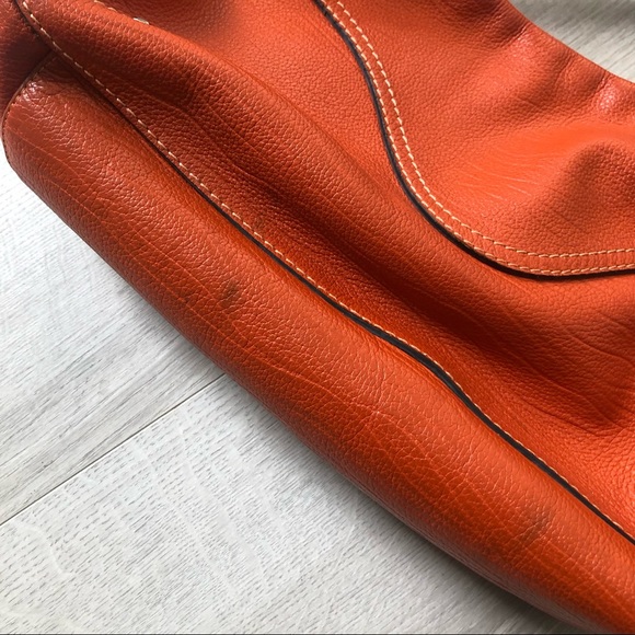 Vintage CARDYLAN Italian Leather Orange Handbag - Picture 3 of 7